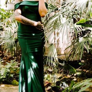Lulu’s green off the shoulder dress
